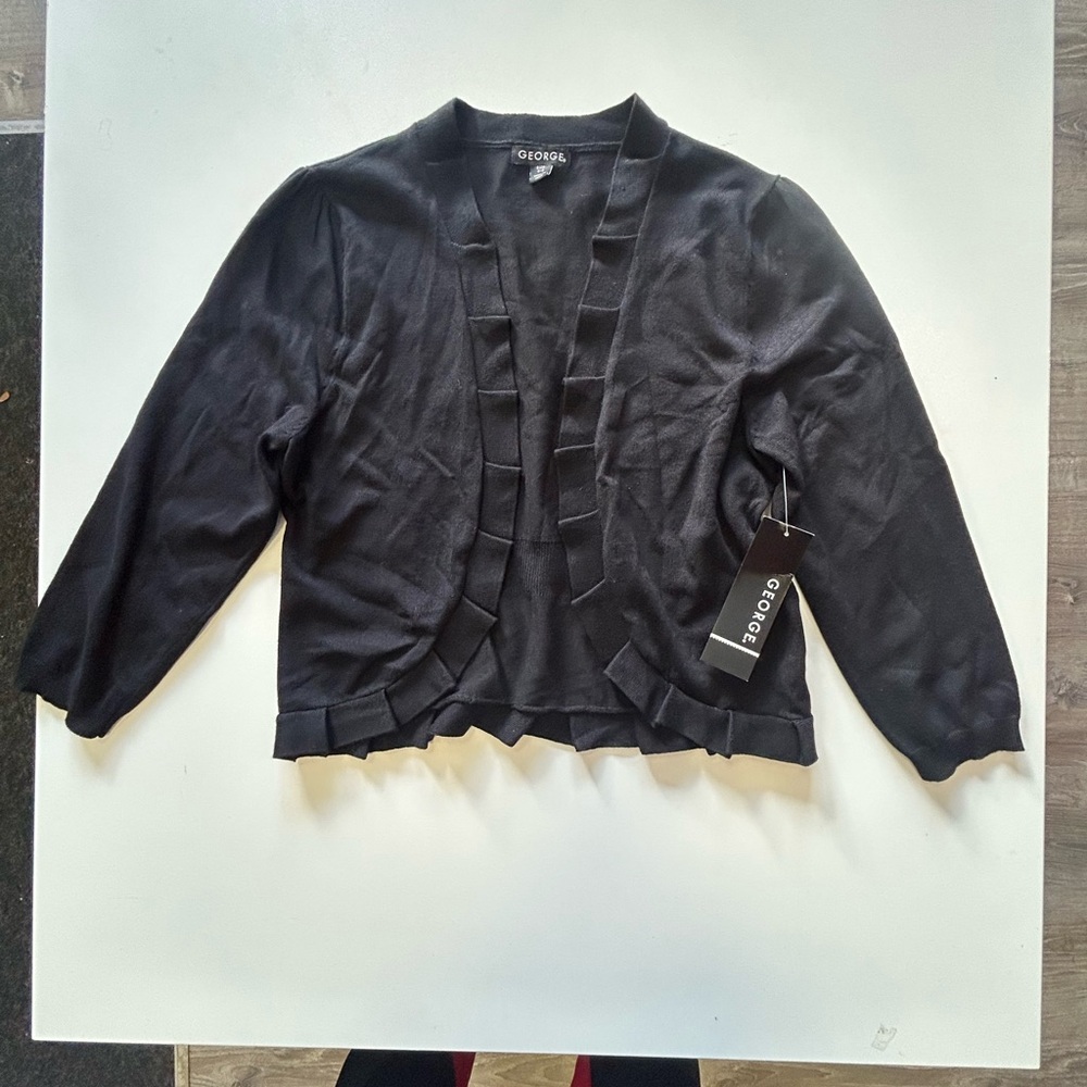 George Women's Black Ruffle Trim Blazer